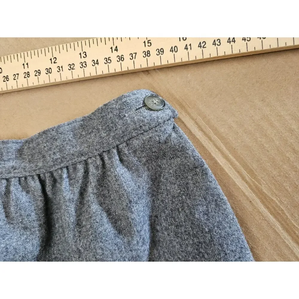 Vintage PENDLETON Size 14 Gray Herringbone Pleated Midi Wool Skirt USA Made